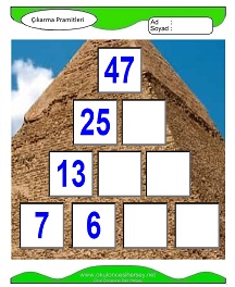 Çıkarma Pramidi Çalışma Sayfaları